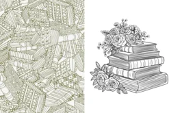 Books, Tomes & Folios Sticker, Color & Activity Book: Over 500 Unique Stickers