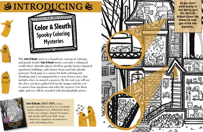 Color & Sleuth: Ghost Town: A Spooky Coloring Mystery - Includes 40+ Coloring Pages, Clue Notebook Sheets, and Downloadable Coloring Poster