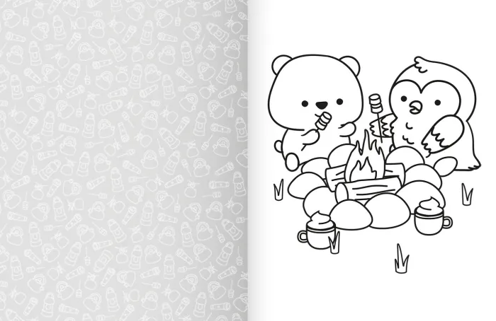 Cozy World Comfy Camping: Easy Colouring and Sticker Scene for Teens, Young Adults and Adults