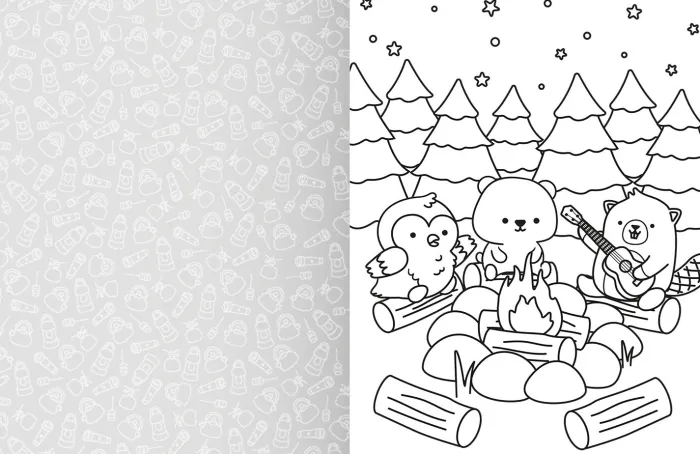 Cozy World Comfy Camping: Easy Colouring and Sticker Scene for Teens, Young Adults and Adults