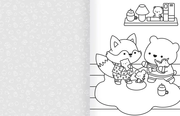 Cozy World Comfy Dreams: Easy Colouring and Sticker Scene for Teens, Young Adults and Adults