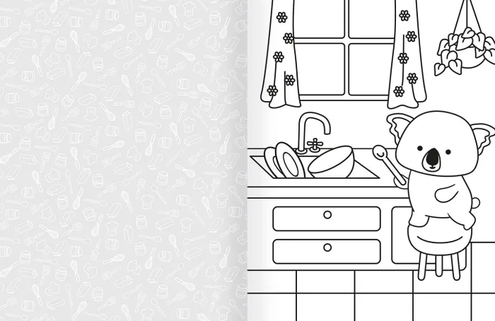 Cozy World Comfy Kitchen: Easy Colouring and Sticker Scene for Teens, Young Adults and Adults
