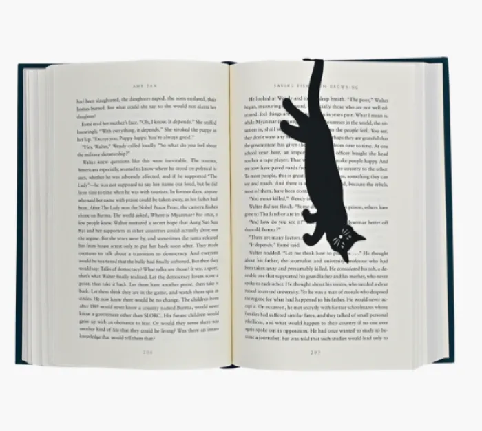 Curious Cat 'Hanging' Metal Bookmark (Book Hugger Series)
