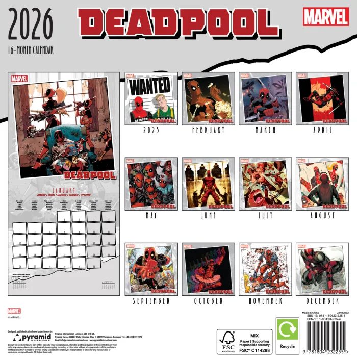 Deadpool 2026 Square Calendar