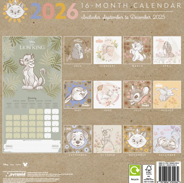 Disney Classics 2026 Square Calendar