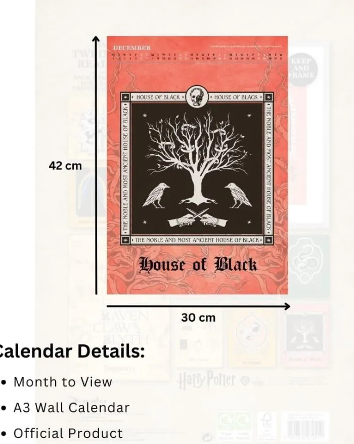 Harry Potter Month to View A3 Deluxe Calendar Official Product 2025