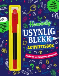 Hemmelig usynlig blekk aktivitetsbok - penn med lys og usynlig blekk