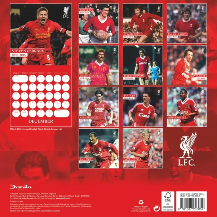 Liverpool Fc Legends 2027 Square Calendar