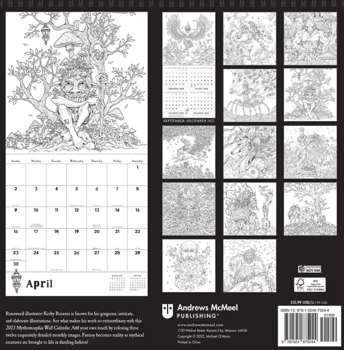 Mythomorphia 2023 Coloring Wall Calendar