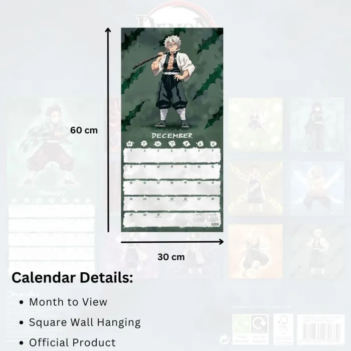 Official Demon Slayer Square Calendar 2025