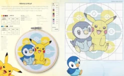 PokeMon Cross Stitch Kit: Includes Patterns and Materials to Stitch Pikachu & Piplup, & Evee, and Charts for 16 Other PokeMon Projects