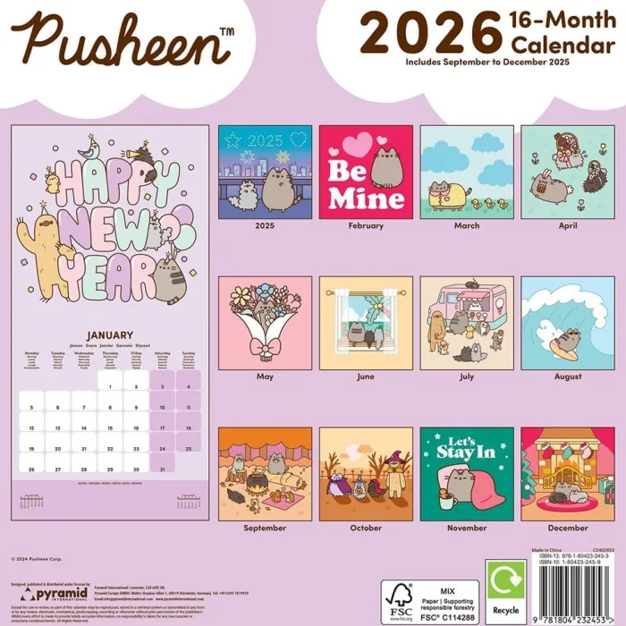 Pusheen 2026 Square Calendar