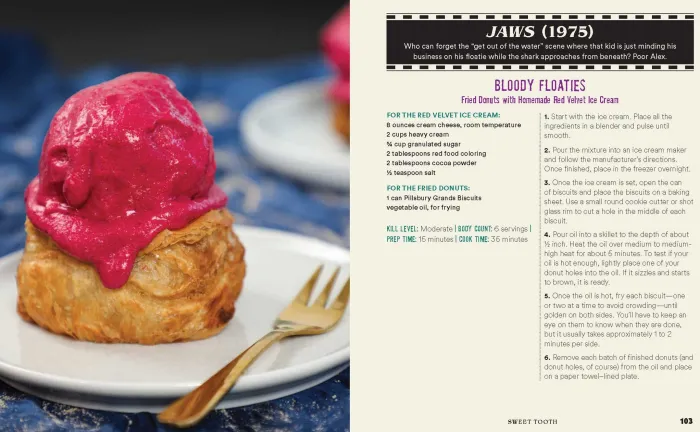 The Horror Movie Night Cookbook: 60 Deliciously Deadly Recipes Inspired by Iconic Slashers, Zombie Films, Psychological Thrillers, Sci-Fi Spooks, and More (Includes Halloween, Pyscho, Jaws, The Conjuring, and More)