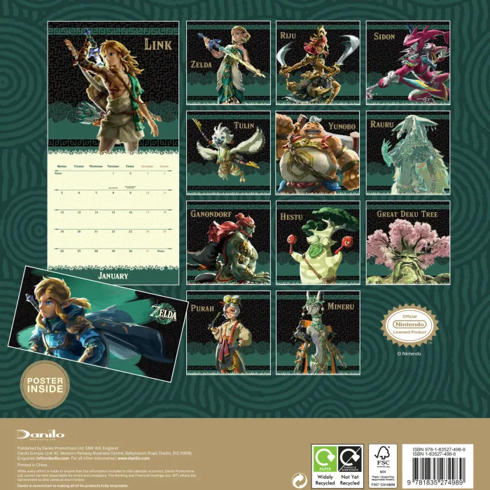 THE LEGEND OF ZELDA 2026 SQUARE CALENDAR