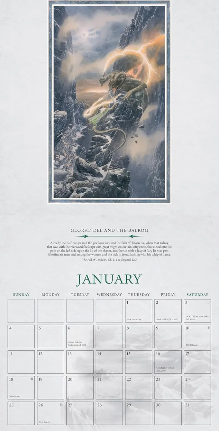 Tolkien Calendar 2026: The Great Tales of Middle-earth